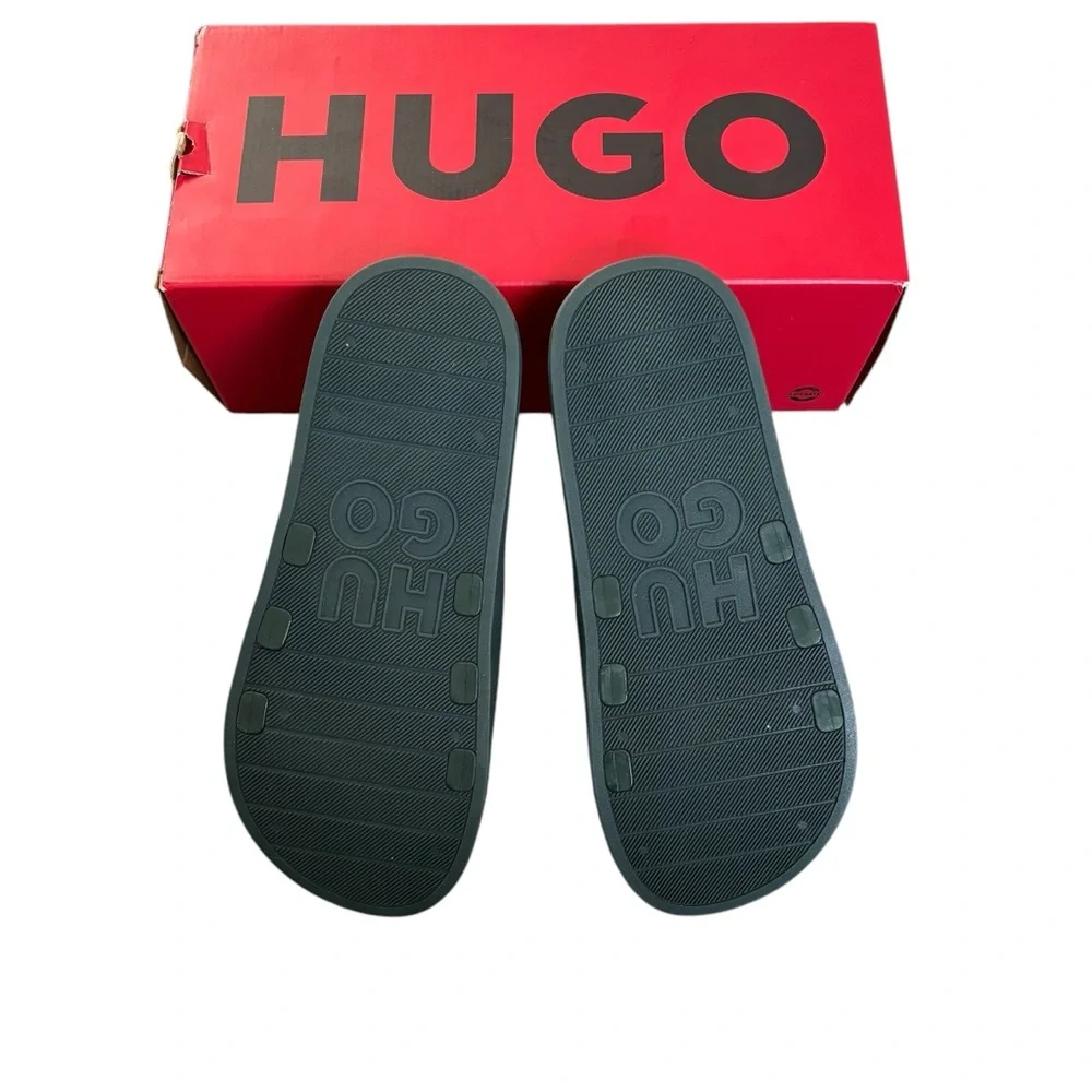 HUGO Stacked Logo‎ Slide Sandal - Dark Green